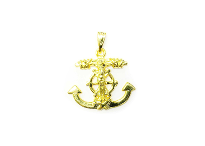 Gold Plated Jesus Cross Anchor Pendant